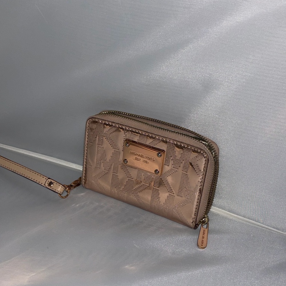 Michael Kors MK Logo Embossed Wristlet Wallet